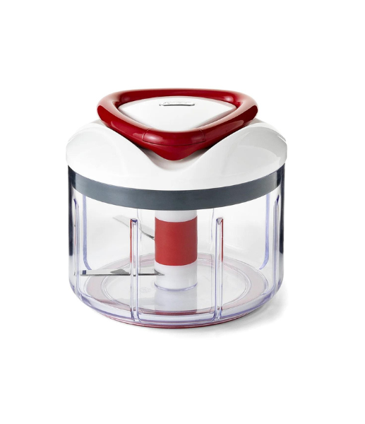 Zyliss Easy Pull Food Processor | White/Red | Manual Handheld Food Chopper/Slicer/Blender |5 Year Guarantee